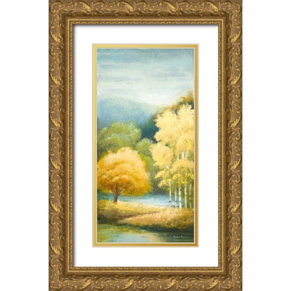Marcon, Michael 18x32 Gold Ornate Wood Framed with Double Matting Museum Art Print Titled - Birchwood I