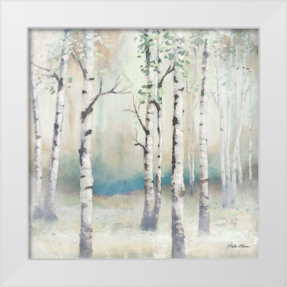 Marcon, Michael 20x20 White Modern Wood Framed Museum Art Print Titled - Watercolor December Birch II