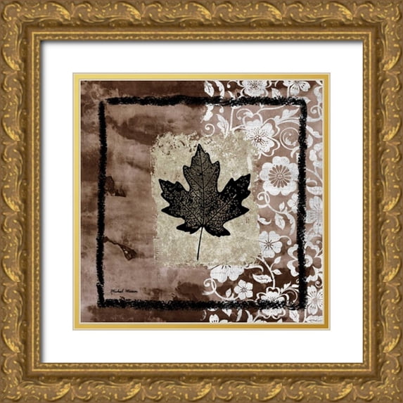 Marcon, Michael 26x26 Gold Ornate Wood Framed with Double Matting Museum Art Print Titled - Leaf Imprint II