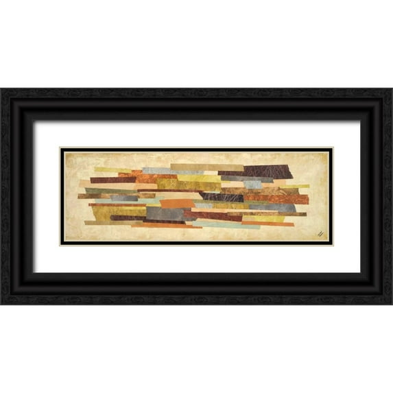 Marcon, Michael 32x13 Black Ornate Wood Framed with Double Matting Museum Art Print Titled - Elemental I