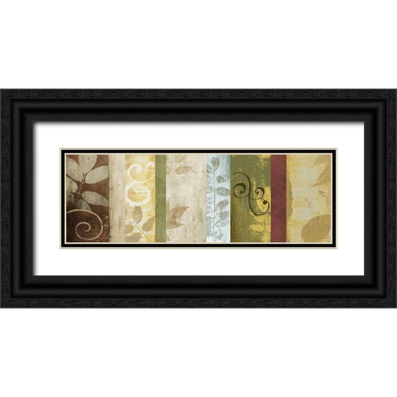 Marcon, Michael 32x13 Black Ornate Wood Framed with Double Matting Museum Art Print Titled - Warm June Panel I
