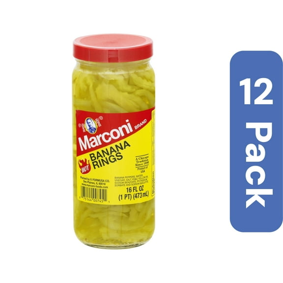 Marconi Hot Banana Pepper Rings 16 oz (Pack of 12)