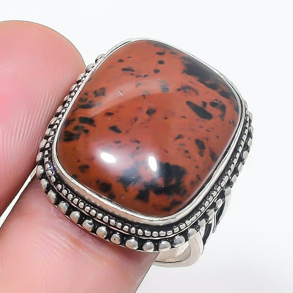 Marconi Jasper Gemstone Ring Handmade Vintage Antique Gift Jewelry 9.50" VR 1168