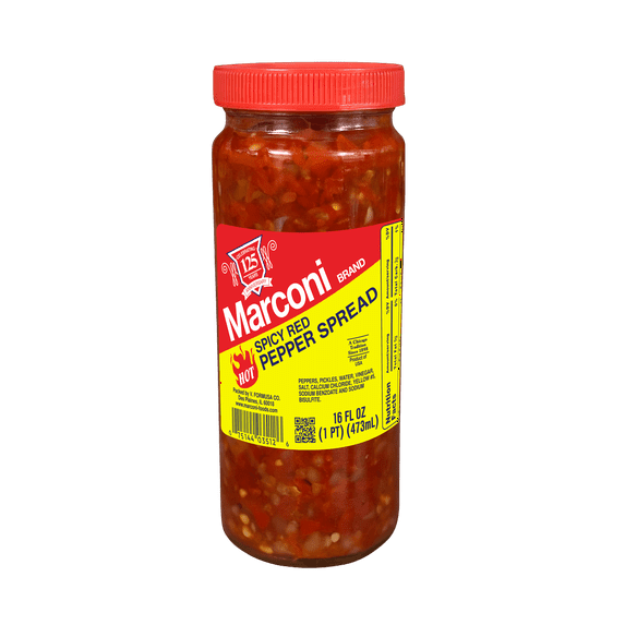 Marconi Spicy Red Pepper Hoagie Spread | Hot & Flavorful Italian Pepper condiment for Sandwiches, Pasta & Pizza | 16oz