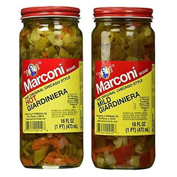 Marconi The Original Chicago Style Hot & Mild Giardiniera 16 oz (Variety Pack)