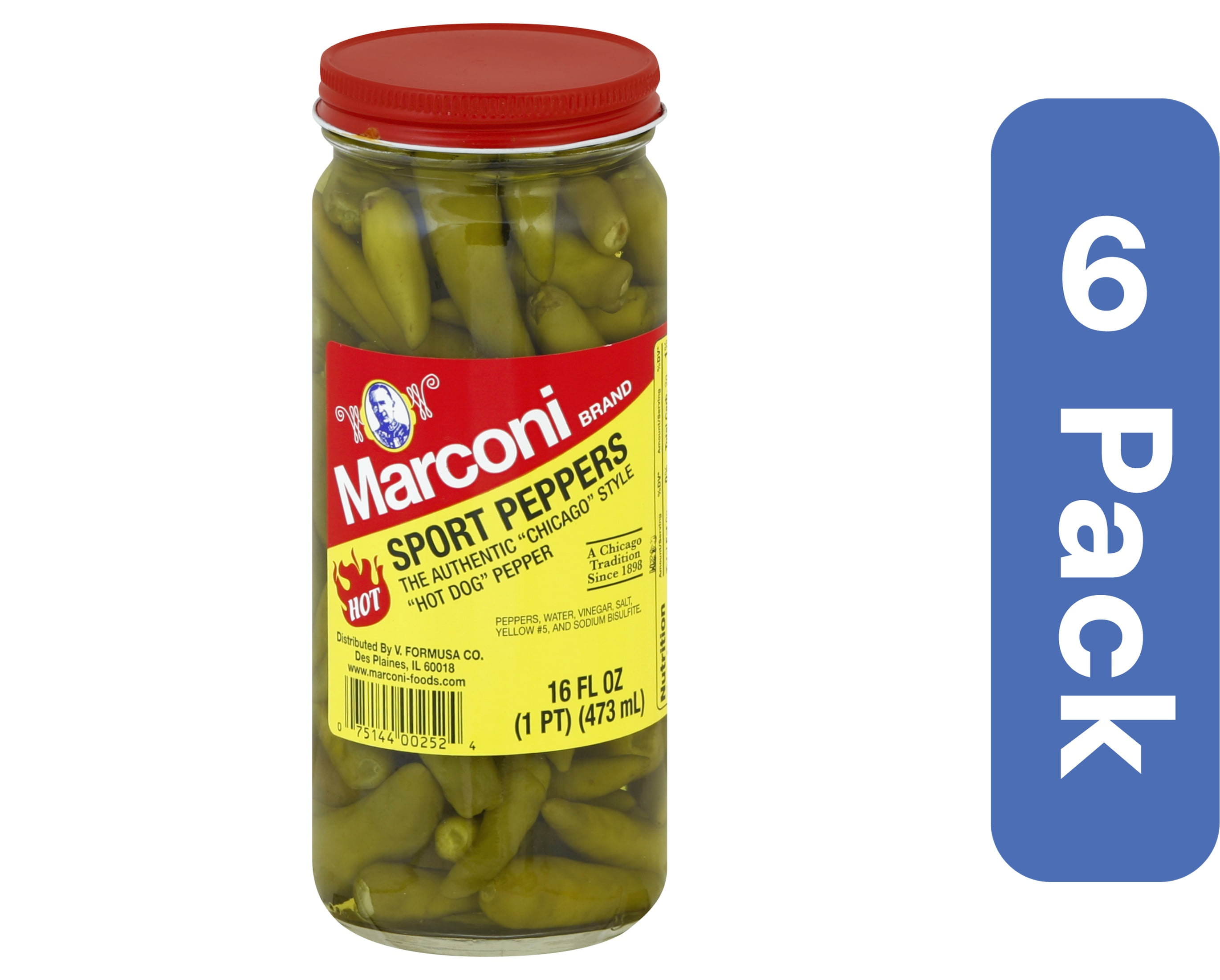 Marconi Whole Pepper Vinegar 16 oz (Pack Of 6)