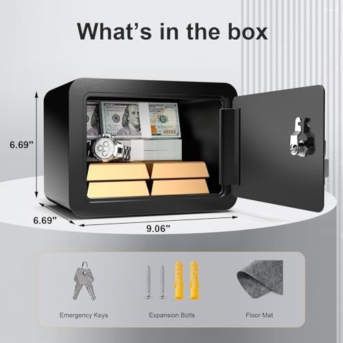 Marcree 0.23 Cub Safe, Small Safe Box with Key, Mini Home Safes for ...