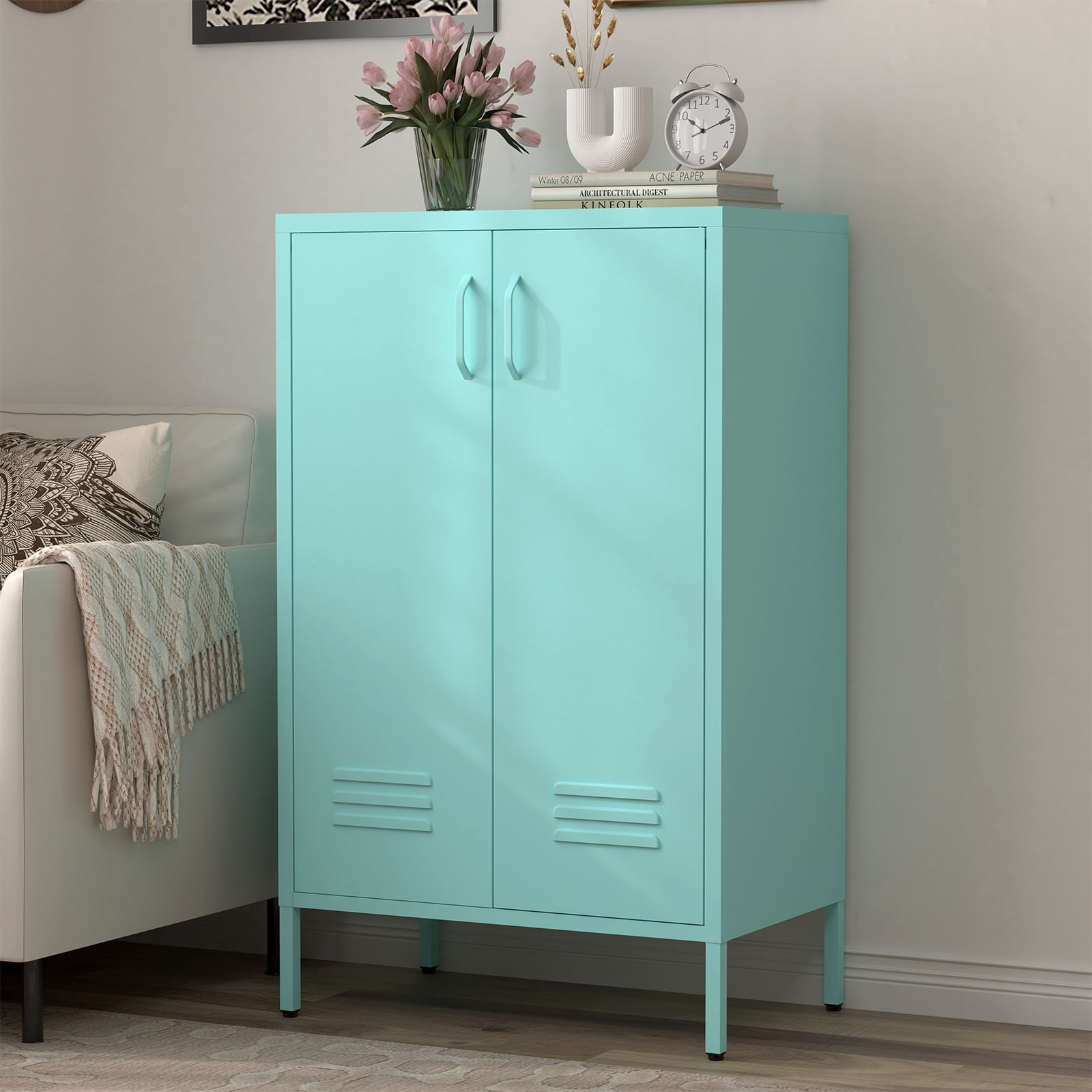 Marcree 2 Door Metal Accent Cabinet,Metal Locker Storage Cabinet,Metal Storage Cabinet with Shelves,Metal Sideboard Cabinet for Home Office,Entryway