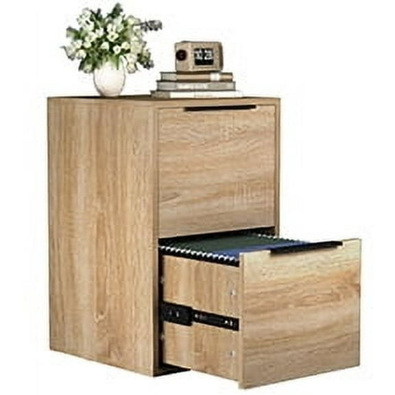 Marcree 2 Drawer File Cabinet, Wood Small Filing Cabinets with Hanging Bars for Letter Size, Wooden Vertical File Cabinets for Home Office, Oak