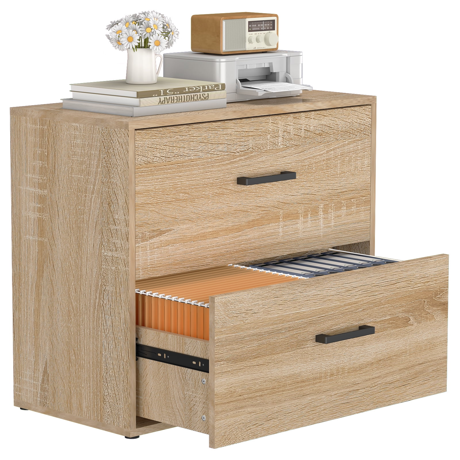 Marcree 2 Drawer Lateral File Cabinets, Office File Cabinet for Home Office, Wooden Filing Cabinets for Hanging Files/Letter, Oak