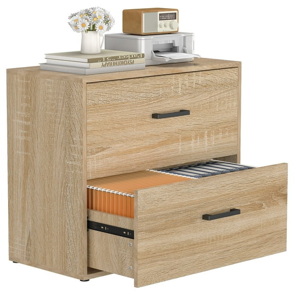 Marcree 2 Drawer Lateral File Cabinets, Office File Cabinet for Home Office, Wooden Filing Cabinets for Hanging Files/Letter, Oak