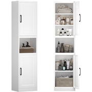 Marcree 67" Slim Storage Cabinet, Metal Bathroom Cabinet with 2 Doors & 6 Shelves, Standing Pantry Cabinets Cupboard for Kitchen,Dining Room,Living Room-Assembly RequiredWhite