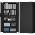 thumbnail image 1 of Marcree 71''H Metal Storage Cabinet, Locking Black Steel Cabinet with Doors and Shelves, Metal Cabinets for Garage, Kitchen Pantry,Tall File Cabinet for Home Office, 1 of 8
