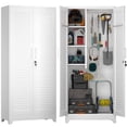 thumbnail image 1 of Marcree 73" Metal Storage Cabinet with Lockable Doors, Functional Garage Storage Cabinets, Heavy-Duty Tool Organization Cabinet with Hanging Rod & S-Hooks, White, 1 of 7