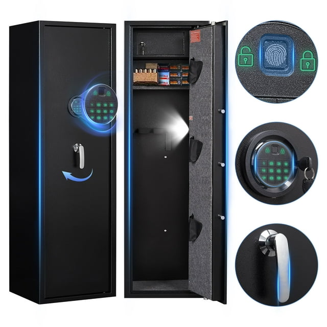 Marcree Biometric Rifle Gun Safe, Fingerprint Lock, 35 Gun Safes, Anti