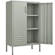 Marcree Green Metal Cabinet,2 Door Accent Cabinet,Metal Locker Cabinet with Legs,Sideboard Cabinet with Adjustable Shelves,Locker Storage Cabinet for Living Room,Entryway