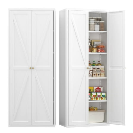 Marcree Kitchen Pantry Storage Cabinet,71" Tall Storage Cabinet with Doors,White Kitchen Cupboard with Adjustable Shelves,Food Pantry Cabinet for Kitchen,Dining Room