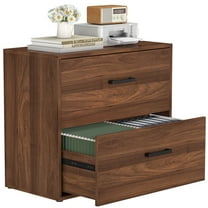 Marcree Lateral File Cabinets 2 Drawer Wood Office Lateral Filing Cabinet for Home Office, Wooden Filing Cabinets Printer Stand for Hanging Files/Letter, Walnut