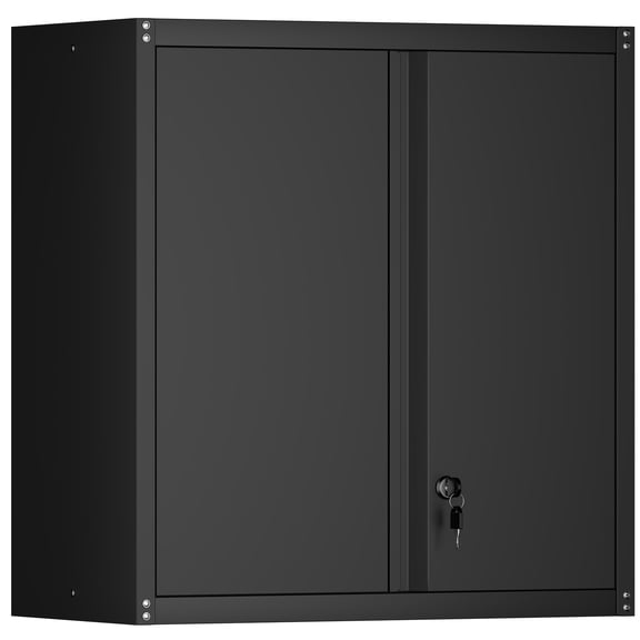 Marcree Metal Wall Cabinets for Garage, Garage Cabinets Wall Mount, Steel Floating Hanging Storage Cabinet with Doors and Adjustable Shelf for Utility Room, Black