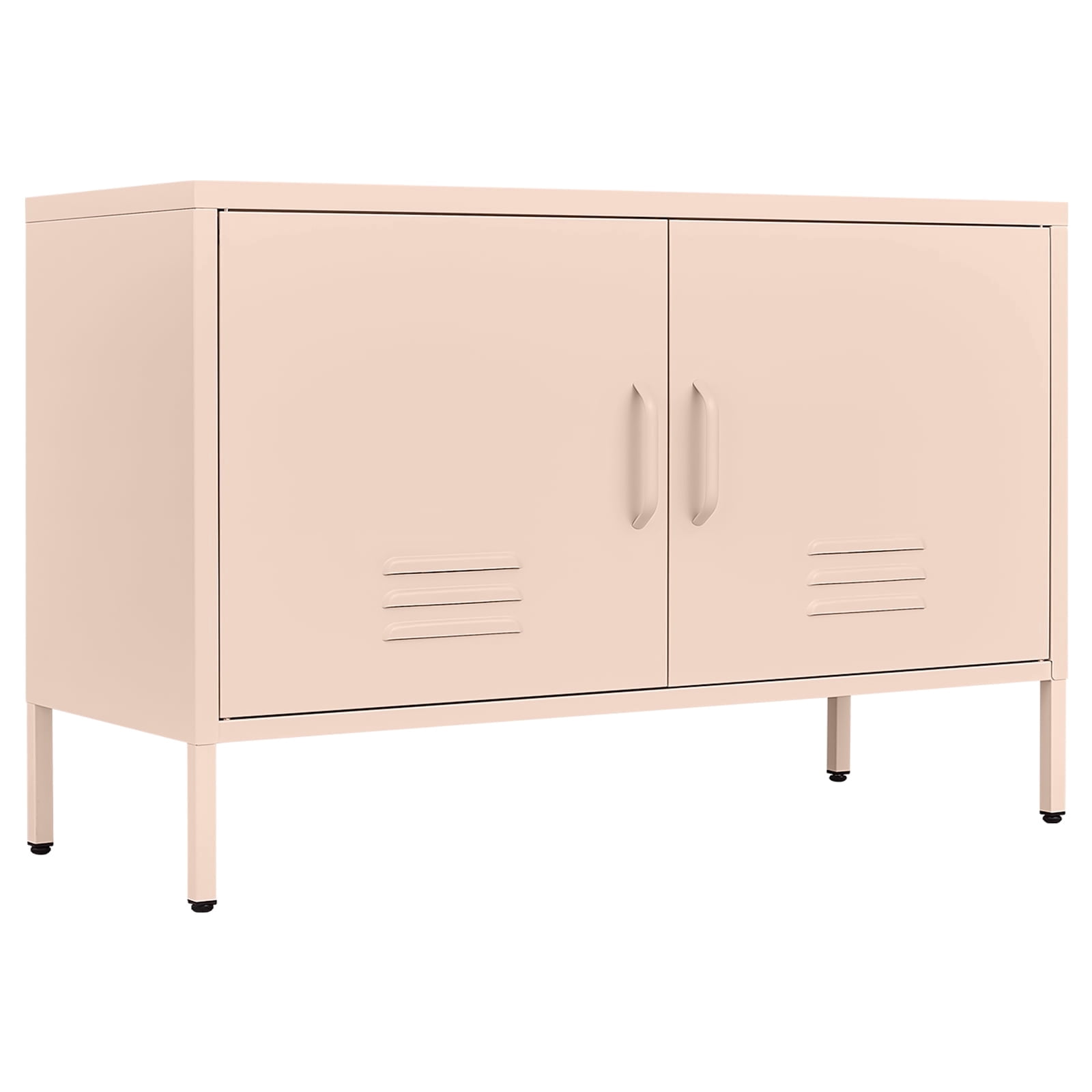 Marcree Metal Storage Cabinet, Media Console Cabinet 2 Doors, Metal Locker Storage Cabinets with Adjustable Shelf for Living Room, Bedroom, Pink