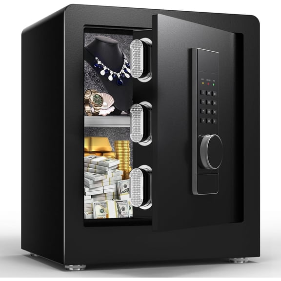 Marcree Safe Box with Fireproof Waterproof Bag, 2.0 Cuft Digital Steel Safe with Dual Alarm System, Heavy Duty Security Home Safes with Hidden Compartment & Adjustable Shelf for Money Cash Valuables