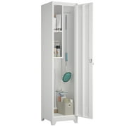 Marcree Slim Broom Storage Cabinet, Metal Cabinet with Shelves and Hanging Rod, 65" Utility Storage Cabinet with Locking Door, Tall Cleaning Storage Cabinet for Kitchen, Pantry, Office, Shop, Garage