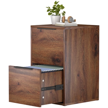 Marcree File Cabinet 2 Drawer, Wood Filing Cabinets for Letter Size, Under Desk Vertical Filing Cabinet for Home Office, Assembly Required,Dark Brown