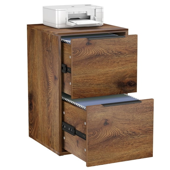 Marcree Wood File Cabinet 2 Drawer,Wooden File Cabinets for Letter Size,Under Desk Vertical Filing Cabinet for Home Office,Assembly Required,Dark Brown