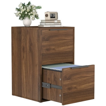 Marcree Wooden 2 Drawer File Cabinet, Wood Vertical Filing Cabinet for Letter Size Filings, Under Desk Small Filing Cabinets for Home Office, Walnut