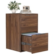 Marcree Wooden 2 Drawer File Cabinet, Wood Vertical Filing Cabinet for Letter Size Filings, Under Desk Small Filing Cabinets for Home Office, Walnut