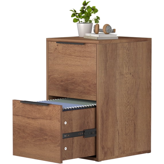Marcree 2 Drawer File Cabinet , Small Filing Cabinet with Hanging Bars for Letter Size, Under Desk File Storage Cabinet Used for Home Office, Brown Assemble Required