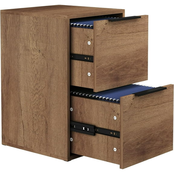 Marcree Wooden Two Drawer File Cabinet, Wood Small Office Cabinets for Letter Size Filings, Under Desk 2 Drawers Wooden Filing Cabinets for Home Office, Assembly Required, Walnut