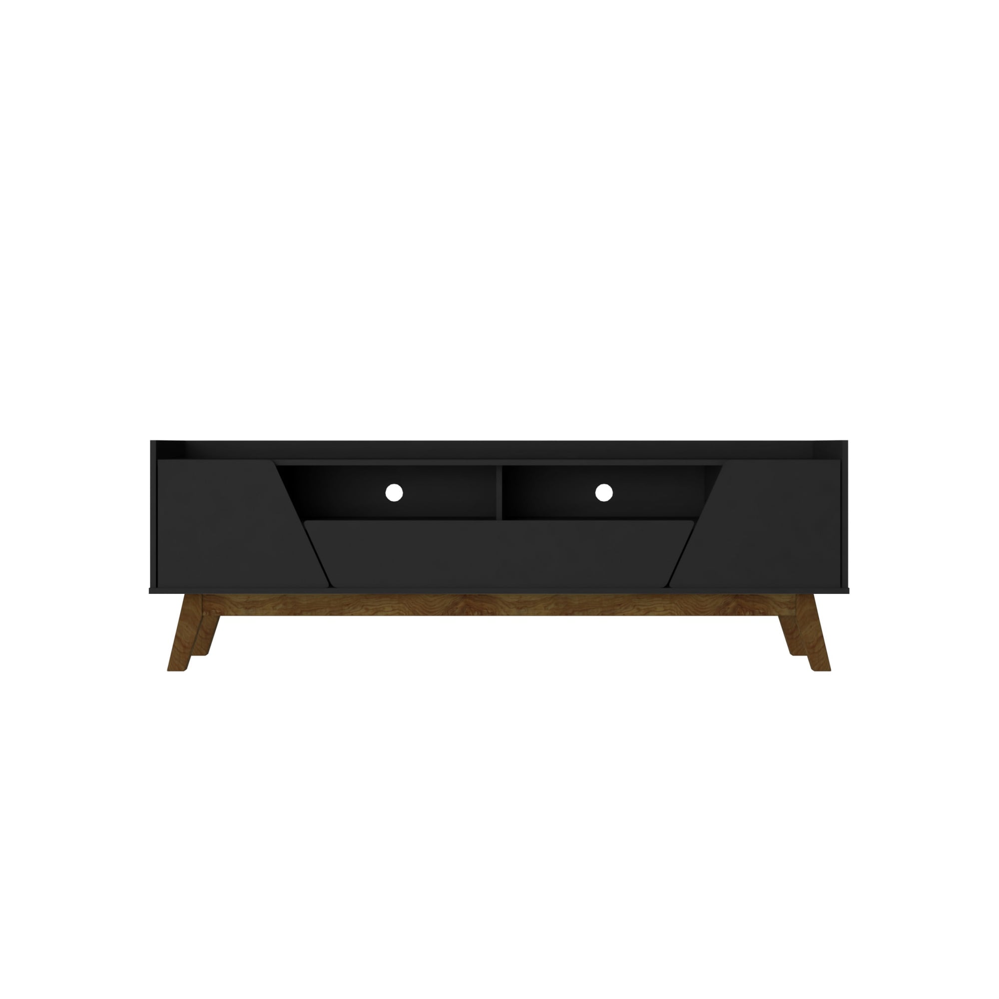 Marcus Matte Black Mid-Century Modern TV Stand with Cabinet