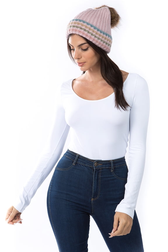 Blush Striped Beanie