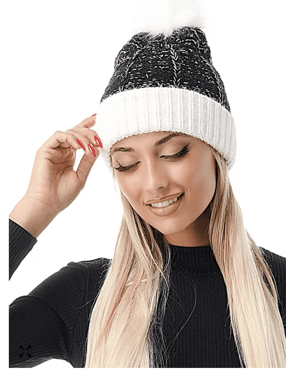 Michael Kors Colorblock Black Gray Beanie Ribbed Knit Beanie Hat and Scarf Set in BLACK/EGGSHELL  main image 3