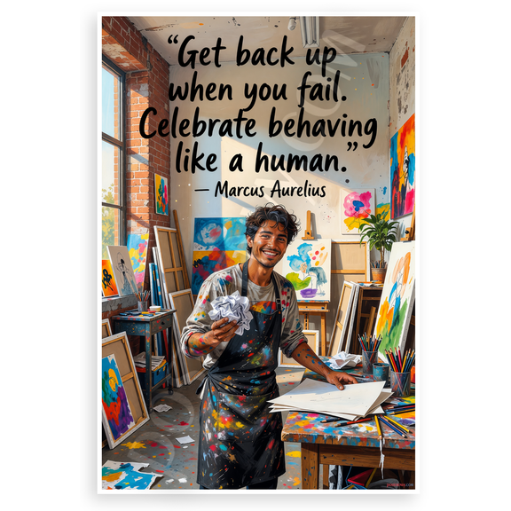 Marcus Aurelius "Get Back Up When You Fail" Inspirational 12x18 US Made Poster