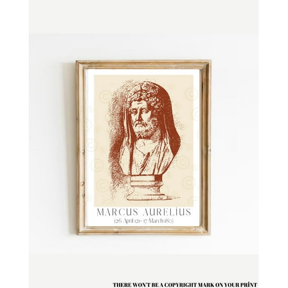 Marcus Aurelius Poster, Stoic Print, Stoicism Art, Light Academia Decor, Philosopher Art, Philosophy Poster, Ancient Roman, Emperor Bust Art Wall Art, Modern Wall Decor, 8x12 UNFRAMED