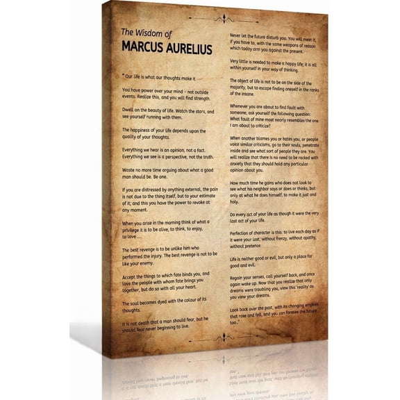 Marcus Aurelius Quote Wall-Art Vintage Stoic Posters for Kitchen Canvas Artwork for Office Rectangle Farmhouse Decor Pictures for Bedroom Paintings for Bathroom Pics Artwork Prints