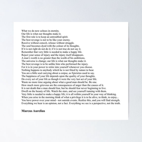 Marcus Aurelius Quotes Poster- Unframed Poster | Wall Art | Perfect For Home Decor & Gifts, 8x12