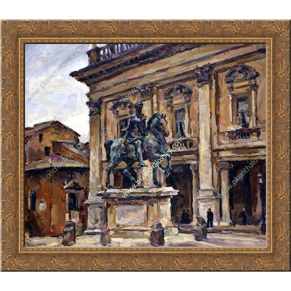Marcus Aurelius (Rome Capitol) 24x20 Gold Ornate Wood Framed Canvas Art by Pyotr Konchalovsky
