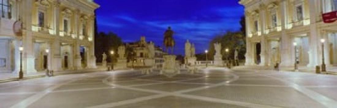 Marcus Aurelius Statue at a town square Piazza del Campidoglio Capitoline Hill Rome Italy Canvas Art - Panoramic Images (18 x 6)