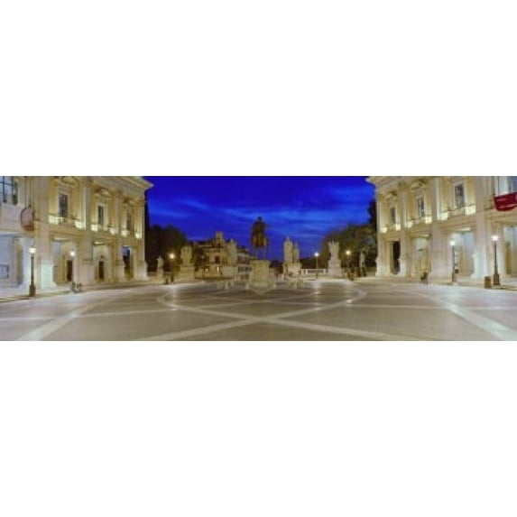 Marcus Aurelius Statue at a town square, Piazza del Campidoglio, Capitoline Hill, Rome, Italy Poster Print (18 x 6)