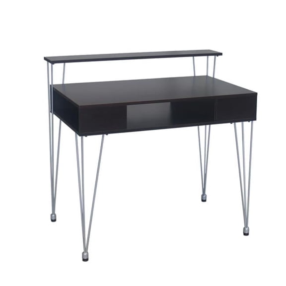 Marcus Junior Desk with One Large Compartment & A Raised Hutch - Metal Legs