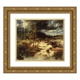 thumbnail image 1 of Marcus Larson 22x20 Gold Ornate Framed and Double Matted Museum Art Print Titled - Waterfall in Smaland, 1 of 4