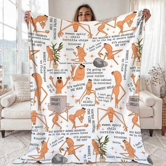 Marcus The Worm Blanket 100% Polyester 83% Polyester 17% Spandex Soft Cozy Throw For Bed Couch Sofa Vrchat Gamer Fleece 30x40 50x60 60x80