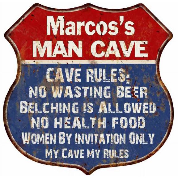 Marcus's Man Cave Rules Sign Shield Metal Gift 211110023323