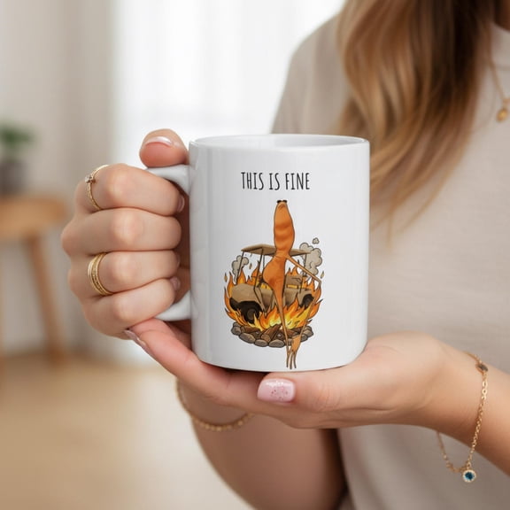 Marcus the Worm VR Chat Viral Meme Coffee Mug | This is Fine Meme Mug 11 oz - 15 oz