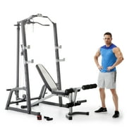 Marcy Home Gym Fitness Deluxe Cage System Machine with Weight Lifting Bench