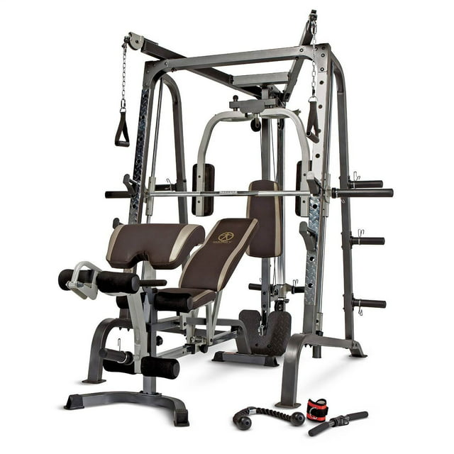 Marcy Diamond Elite Olympic Smith Cage Machine, Plate Loaded Home Gym Total Body Workout Machine (MD-9010G)
