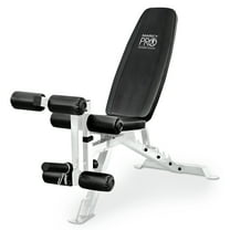 Marcy Foldable and Adjustable Weight Bench with Leg Extension, White/Black